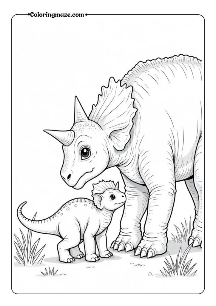 Baby Dinosaur Following Parent