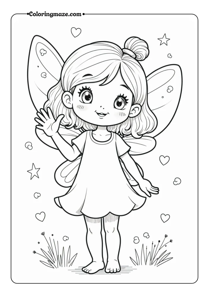 Cute fairy waving with stars