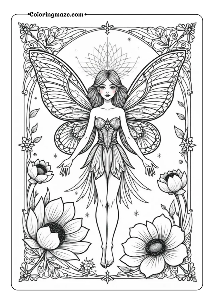 Fairy with intricate mandala-style house
