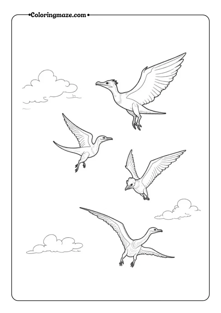 Group of Different Pterosaur Species
