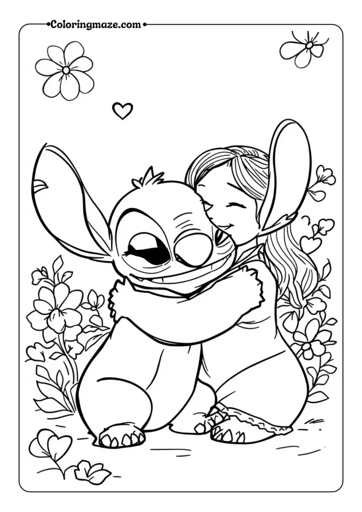 Lilo and Stitch Hugging stitch coloring pages