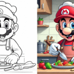 Mario Chef in the Kitchen mario coloring pages