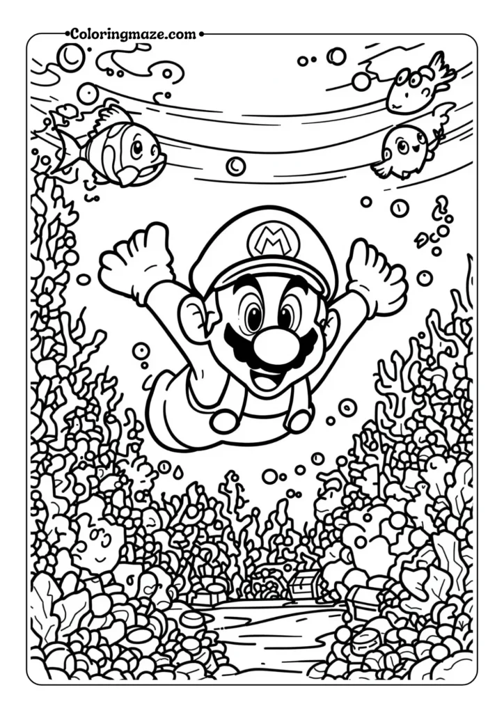 Mario Swimming Underwater