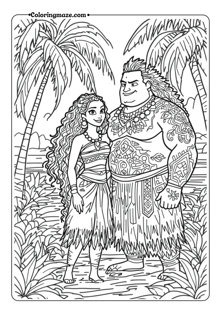 Moana and Maui Adventure
Disney princess coloring pages