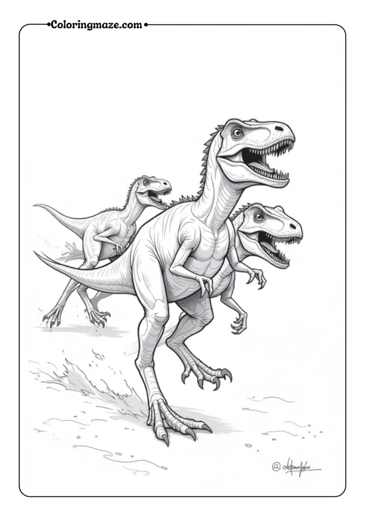 Pack of Velociraptors Hunting