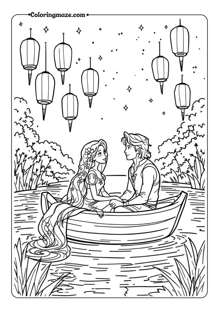 Rapunzel and Flynn Boat Scene