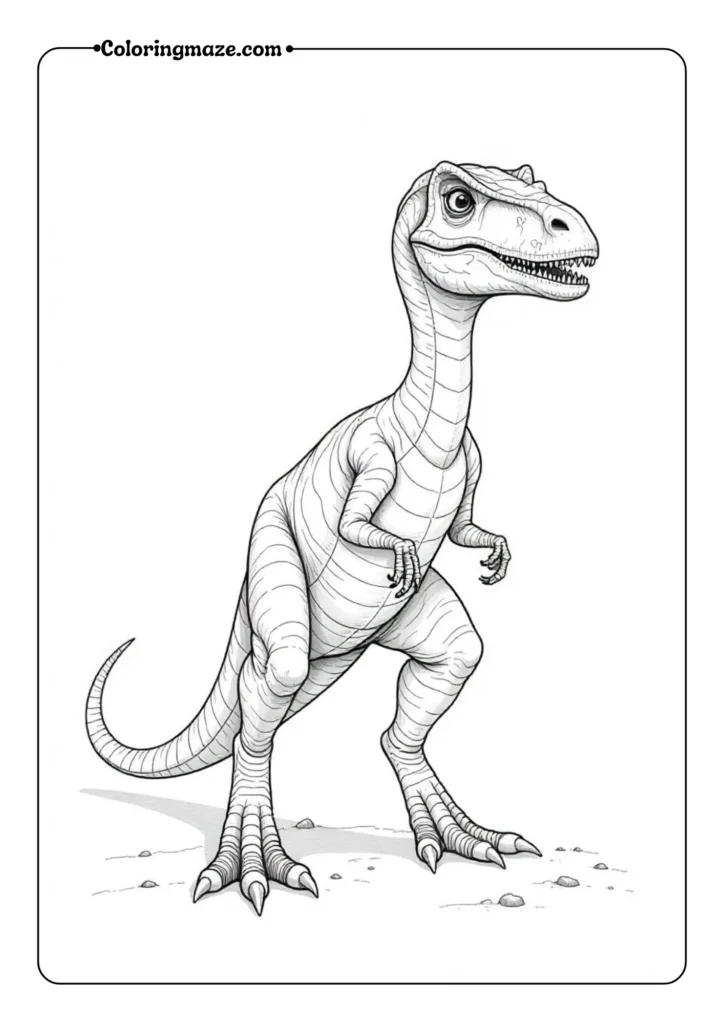 Single Velociraptor with Feather