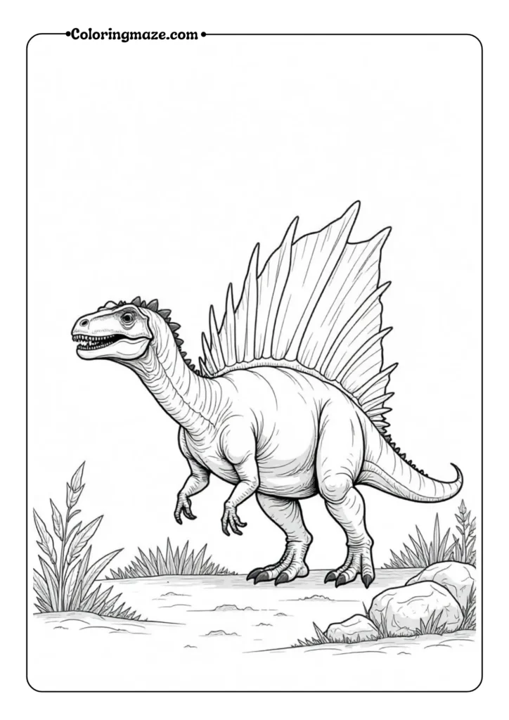 Spinosaurus on Land Showing Sail