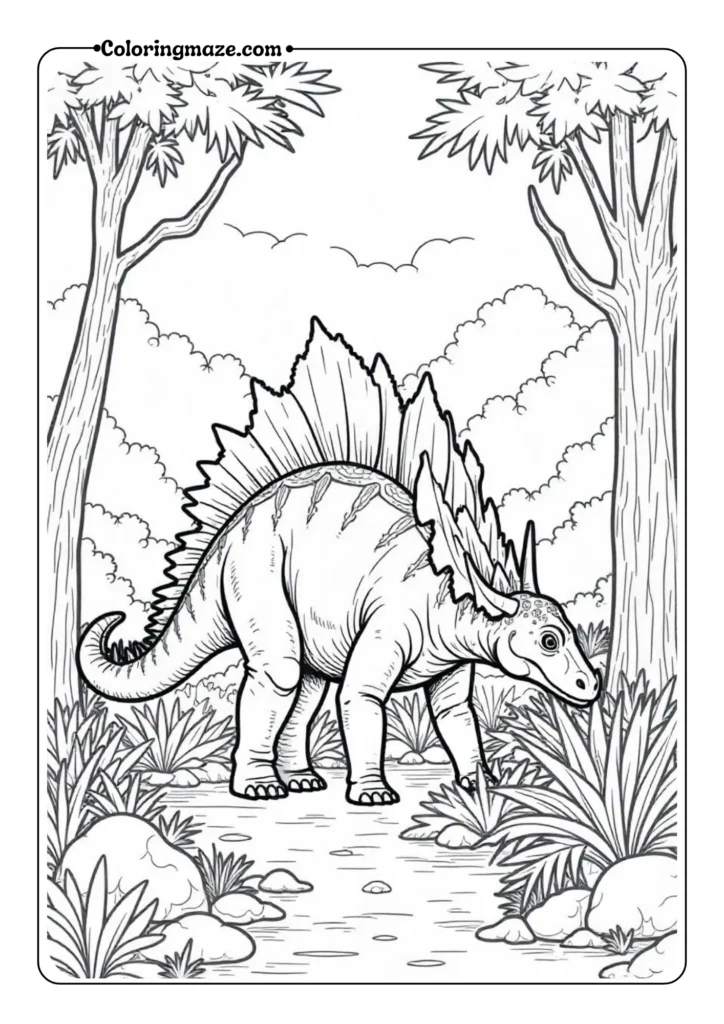 Stegosaurus in Prehistoric Forest
