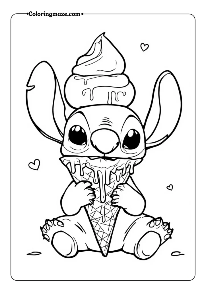 Stitch Eating Ice Cream