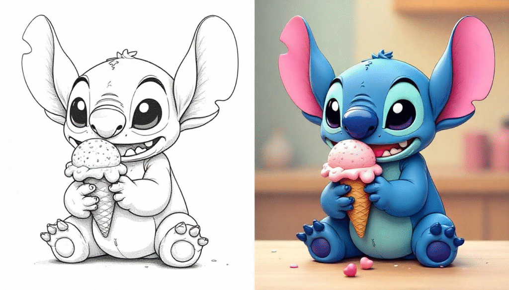 Stitch Eating Ice Cream