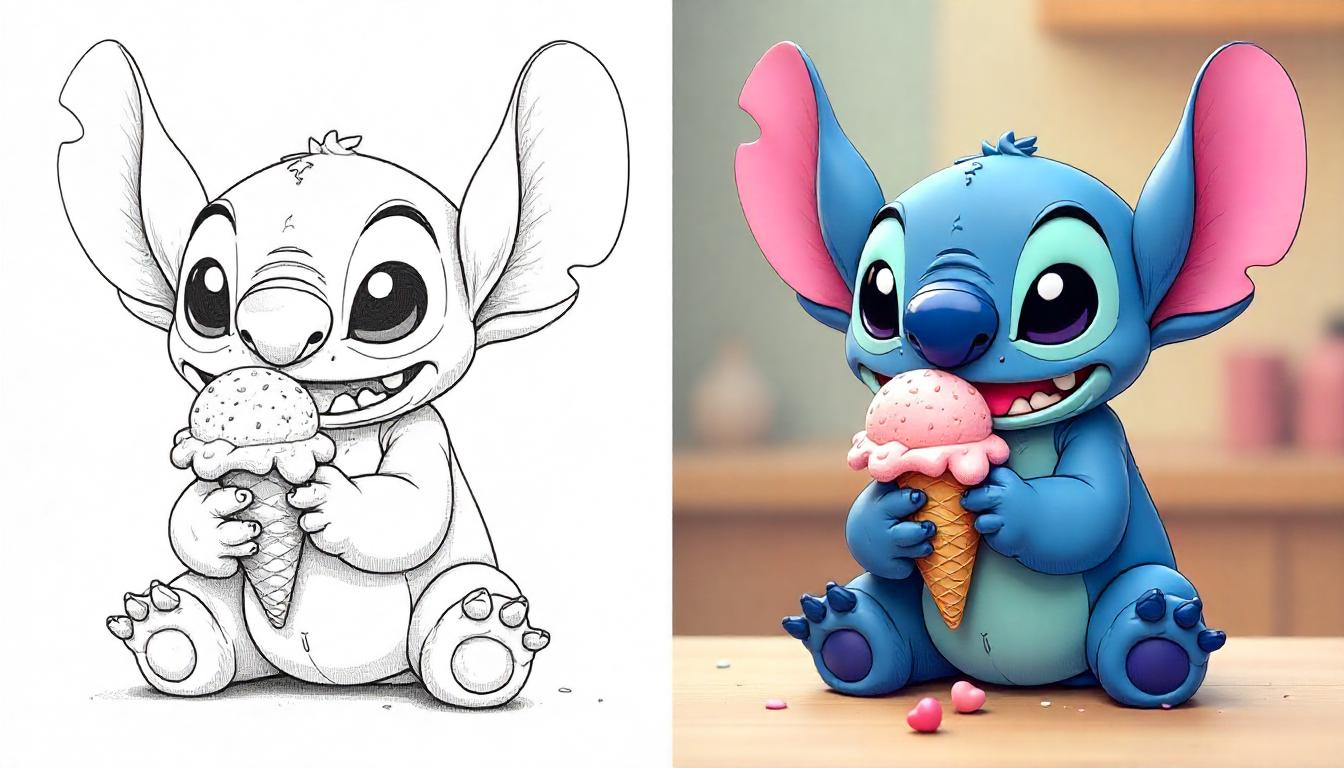 Stitch Eating Ice Cream