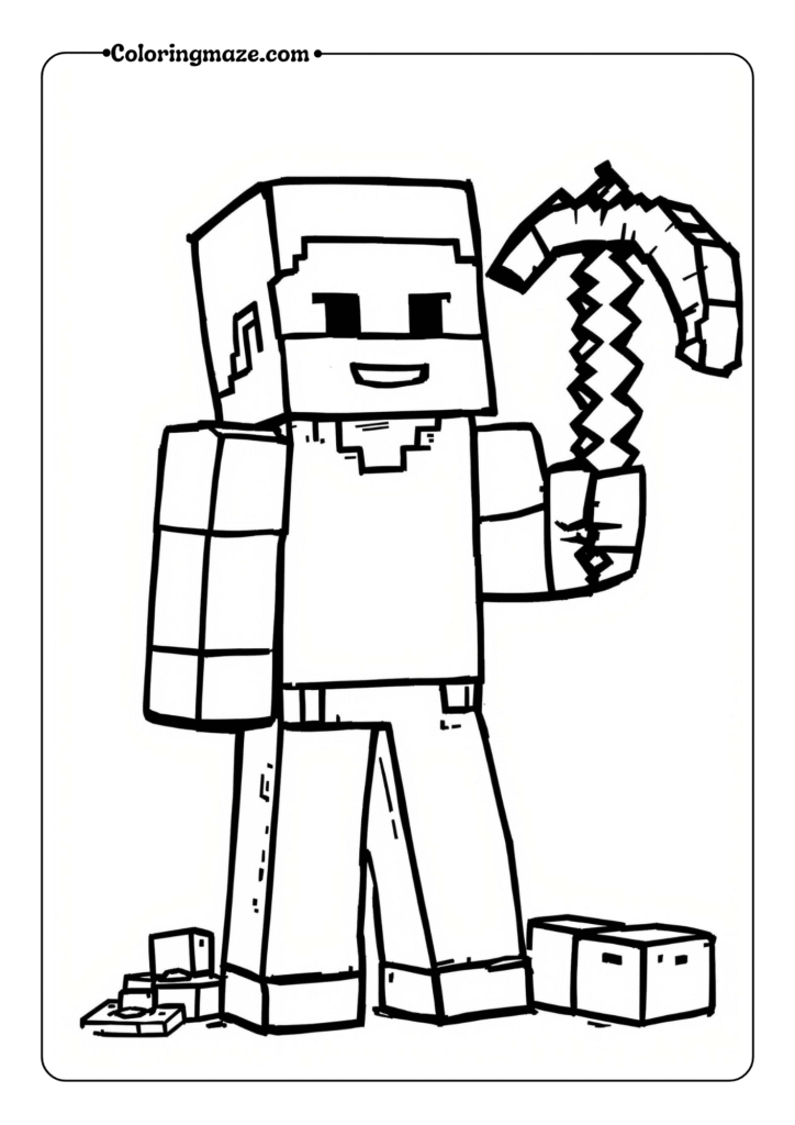 Steve minecraft coloring pages