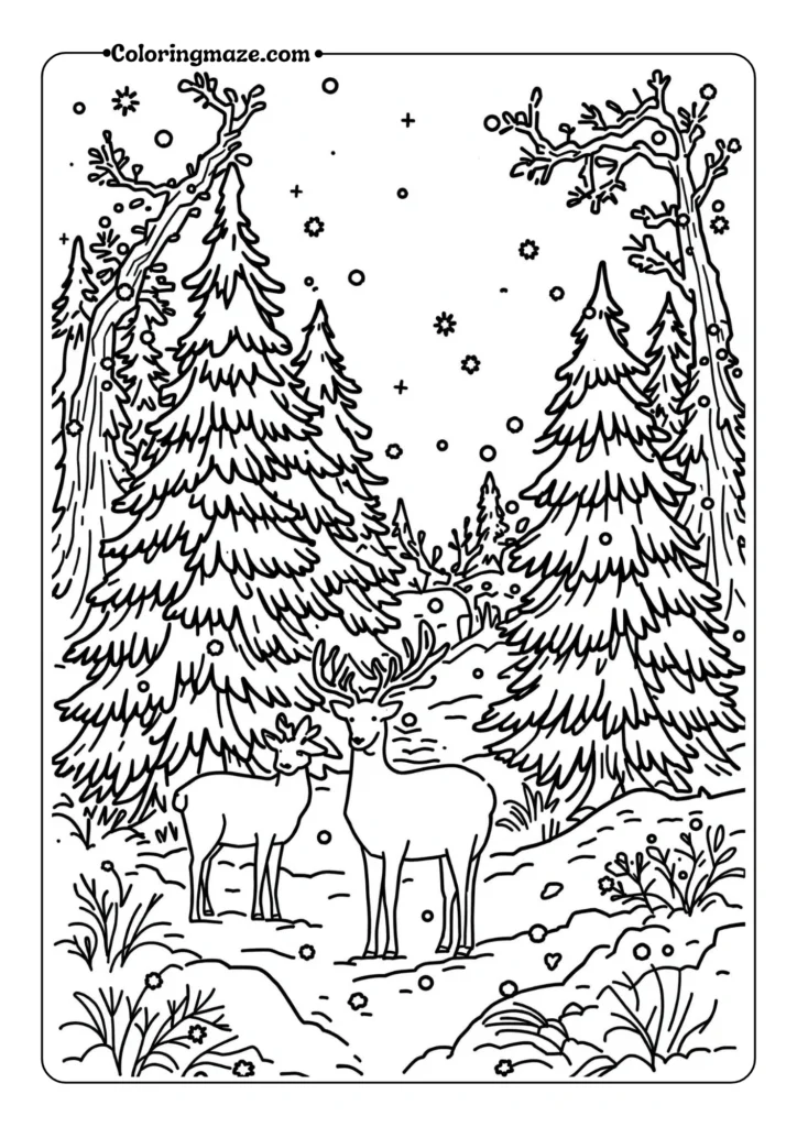 snow-covered pine trees